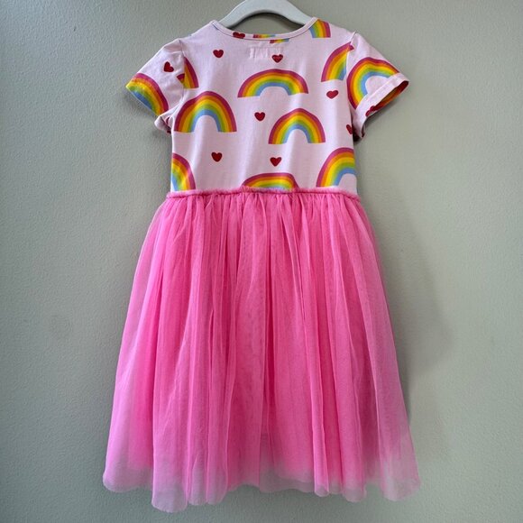 TAYLOR JOELLE Rainbow Dress Girls 7 Care Bears Pink Tulle Twirl 80's Nostalgia - Picture 2 of 4